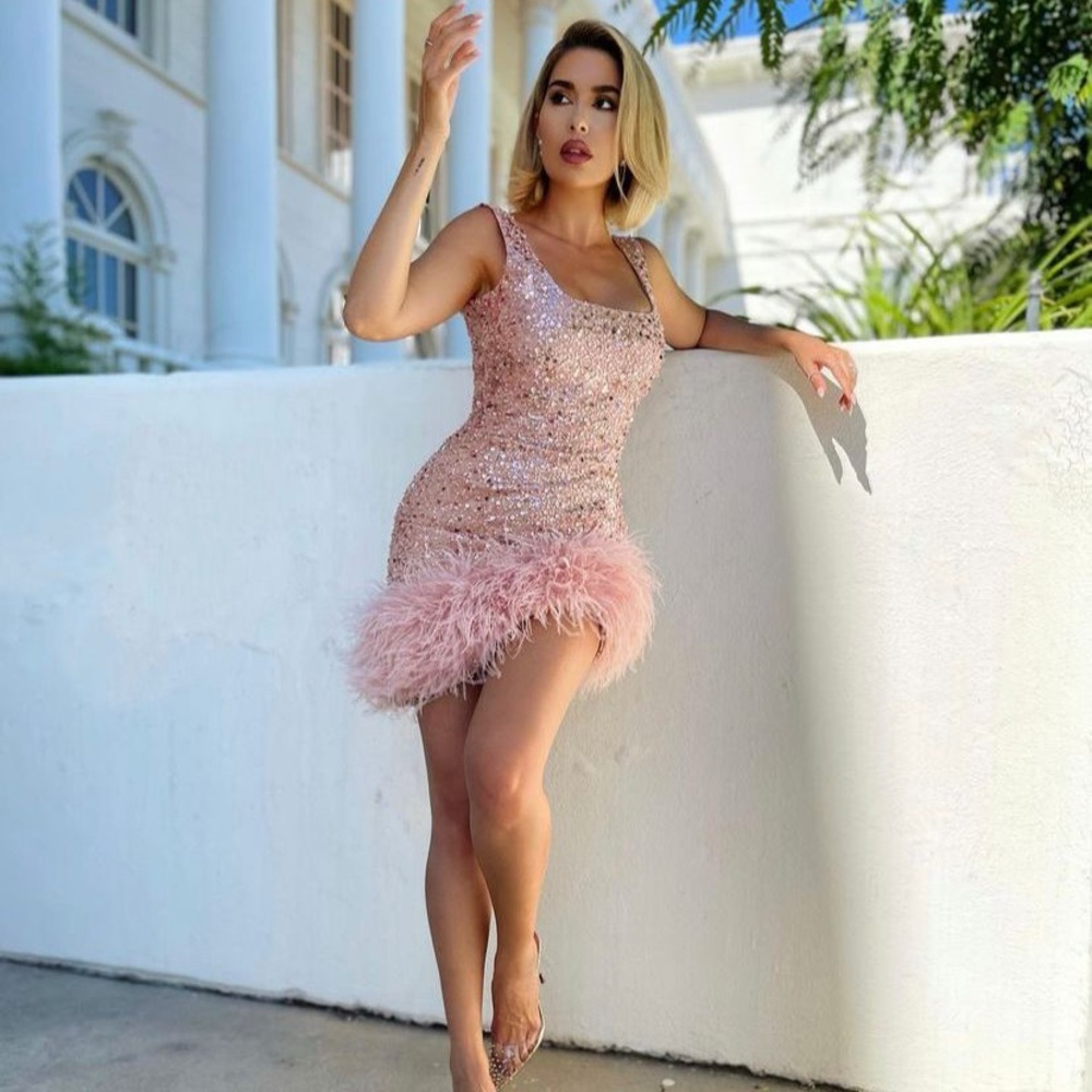 SOLD!! Pink sequins Nadine Merabi Evie dress. Worn once.